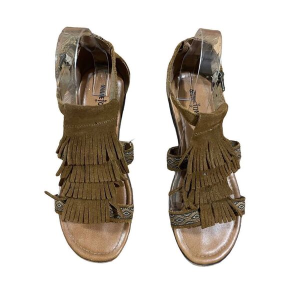 Minnetonka Dusty Brown Maui Womens Suede Leather Fringe sandals - Picture 1 of 12